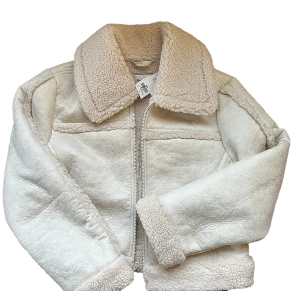 Abercrombie & Fitch: Sherpa Cream Crop Coat: Women’s Size L